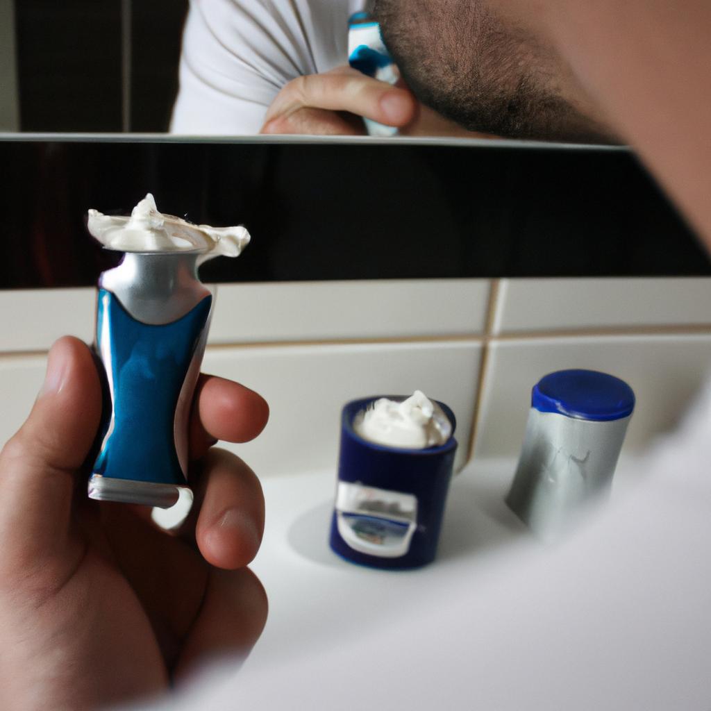 Person using shaving products